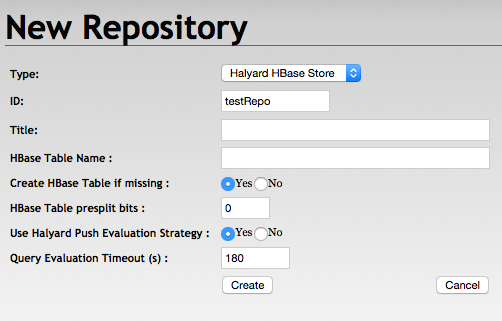 RDF4J Workbench - New Repository